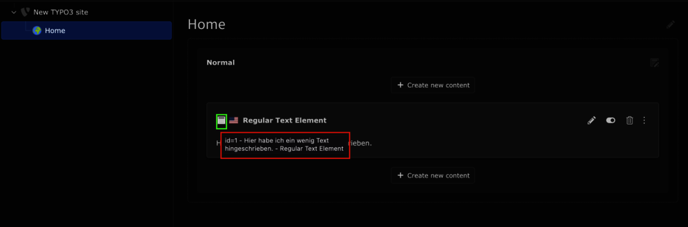 Unser erstes Textelement im Backend